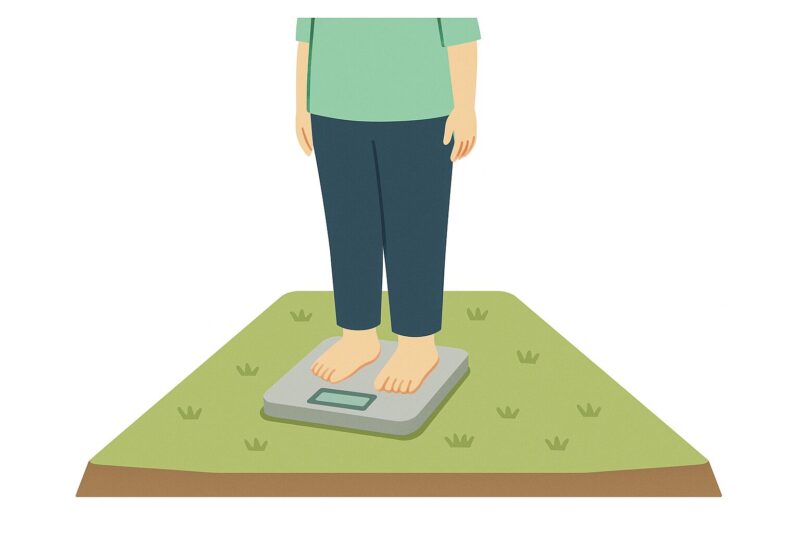体重計に乗る人
